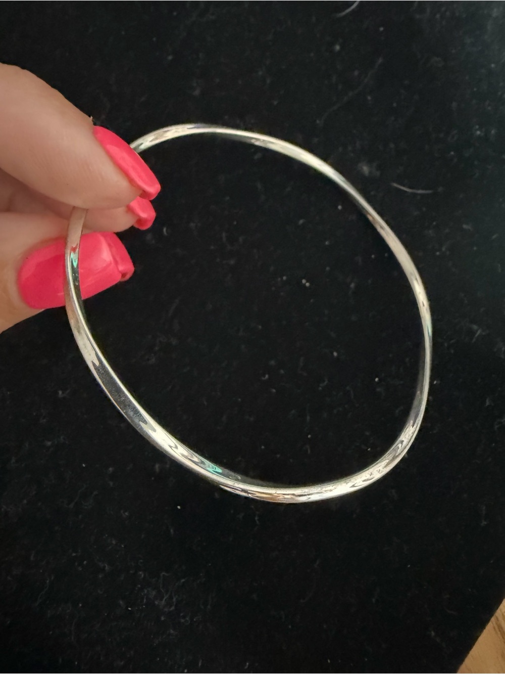 925 Sterling silver dainty twist bangle 8.25